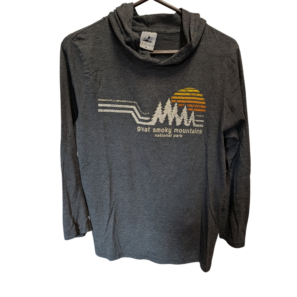 Prairie Mountain Great Smoky Mountains National Park Hooded T-Shirt Gray Mens M